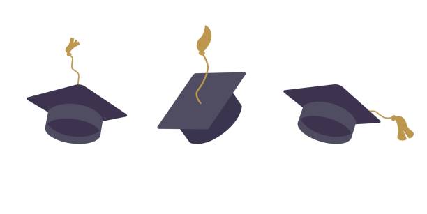 istock Set of graduation square hat. Education cap collection. Graduation cap isolated on the background 1498367445
