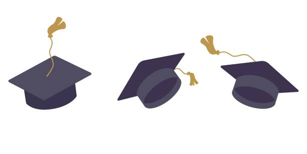 istock Set of graduation square hat. Education cap collection. Graduation cap isolated on the background 1498367468