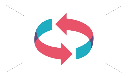 Two backward arrows forming a circle, a vector icon, Here is a vector file that splits all elements