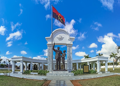 Luanda Angola - 03 24 2023: Exterior Panoramic view at the Memorial in honor of Doctor António Agostinho Neto, first president of Angola and liberator of the Angolan people