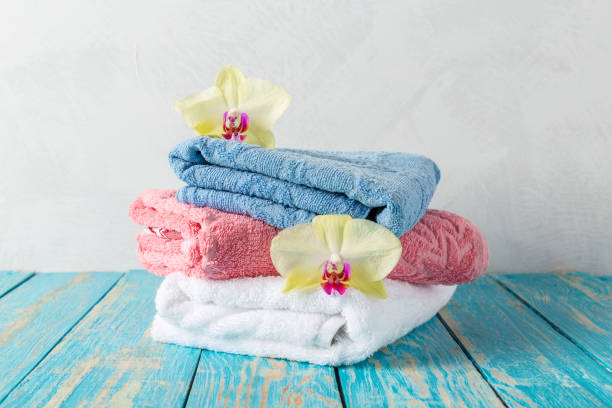 istock towels with orchid flower 1498382819