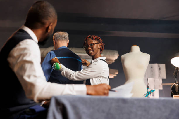 istock Businessman getting measurements taken 1498384259