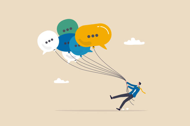 Communication management, PR public relation, handle public comment or social criticism, meeting summary or discussion talk, conversation or dialog concept, businessman manage speech bubble balloons. Communication management, PR public relation, handle public comment or social criticism, meeting summary or discussion talk, conversation or dialog concept, businessman manage speech bubble balloons. suggestion box stock illustrations