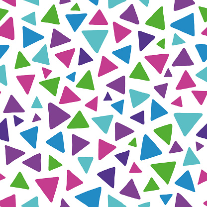 Seamless pattern of triangles. Geometric colorful repeat.