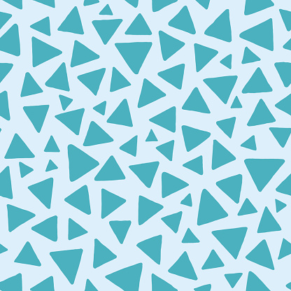 Seamless pattern of triangles. Geometric blue repeat.