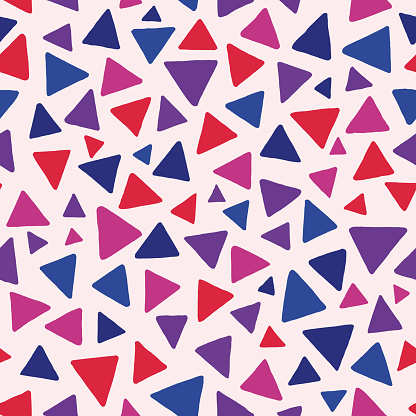 Seamless pattern of triangles. Geometric colorful repeat.