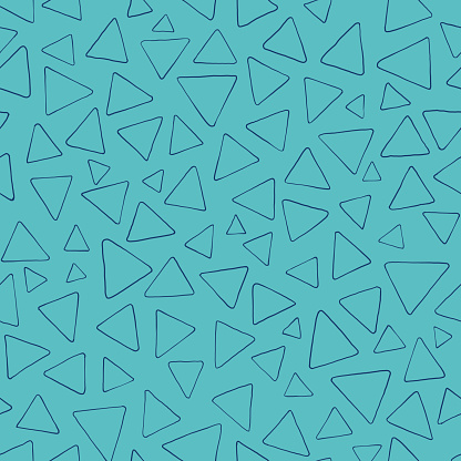 Seamless pattern of triangles. Geometric blue repeat.