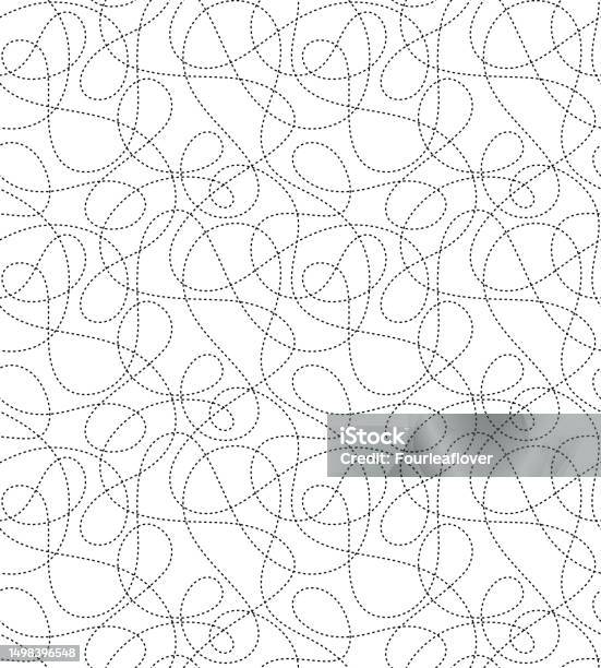 Sew Pattern Texture Seamless Vector Background Texture With Thin Dotted Lines On White ...