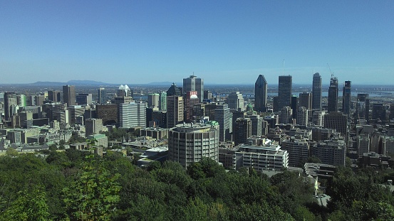 Montreal skyline seen from Mont Royal Mountain. Canada