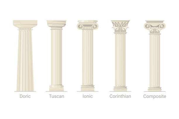 набор векторных иллюстраций пяти классических порядков - collage monument ancient italy stock illustrations