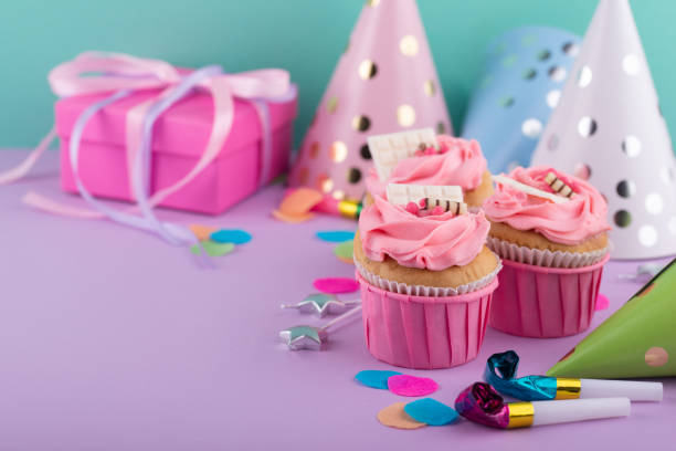 istock Birthday partry concept with cupcake 1498400325