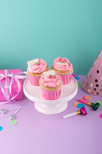 Birthday partry concept with cupcake