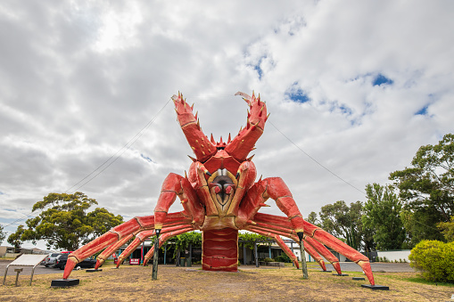 Kingston SE, South Australia - January 19, 2023: The Giant Lobster restaurant is a 17 meters high Limestone Coast tourist attraction on the way to Mount Gambier.