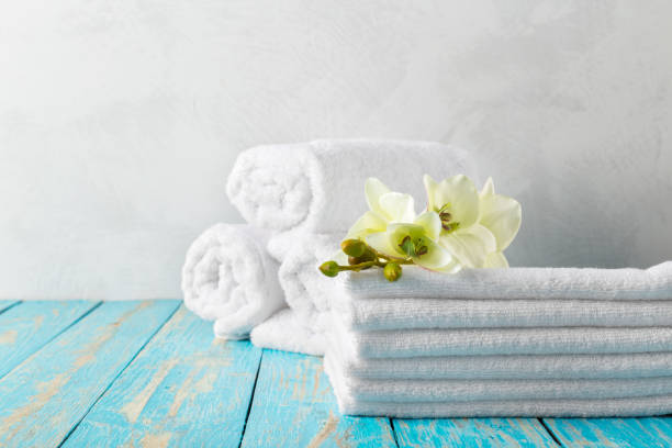 istock towels with orchid flower 1498400888