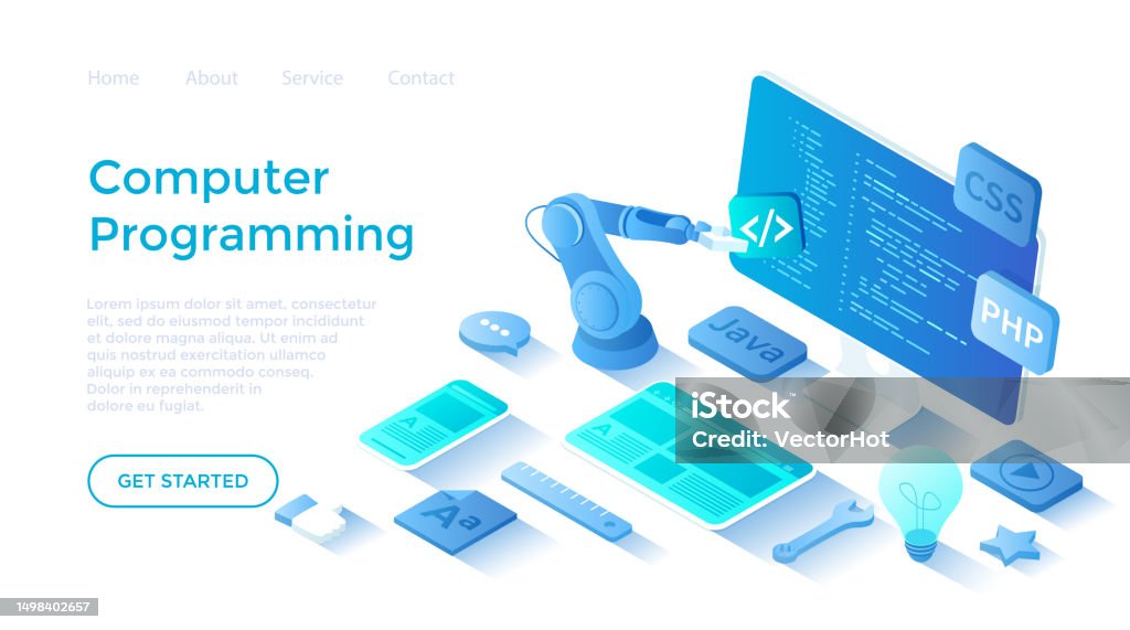 Computer Programming Software Web App Development Program Code On ...