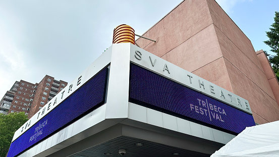 NEW YORK, NEW YORK, USA - JUNE 12, 2023: SVA Theatre building exterior during Tribeca Fim Festival