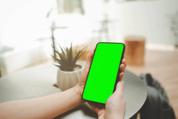istock business people holding smart mobile phone with blank green screen 1498406342