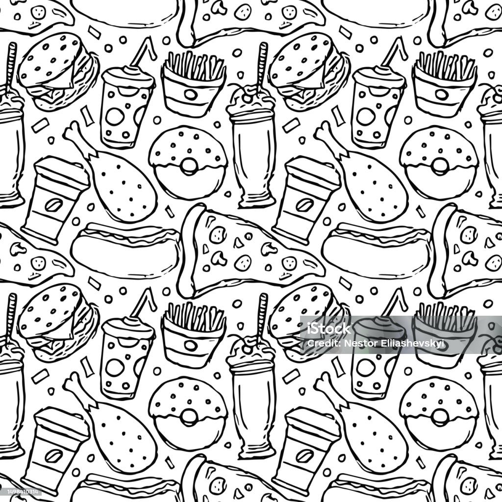 Fast Food Stock Pattern Seamless Fast Food Pattern Fast Food Background Stock Illustration ...