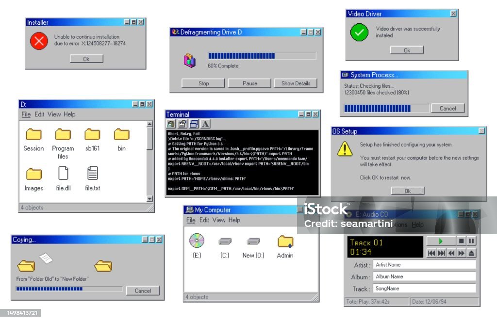 Retro Program Window Vintage Pc Software Windows Computer Interface Stock Illustration ...