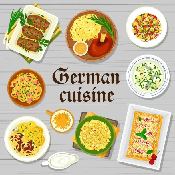 Vector illustration of German food restaurant meals menu cover template