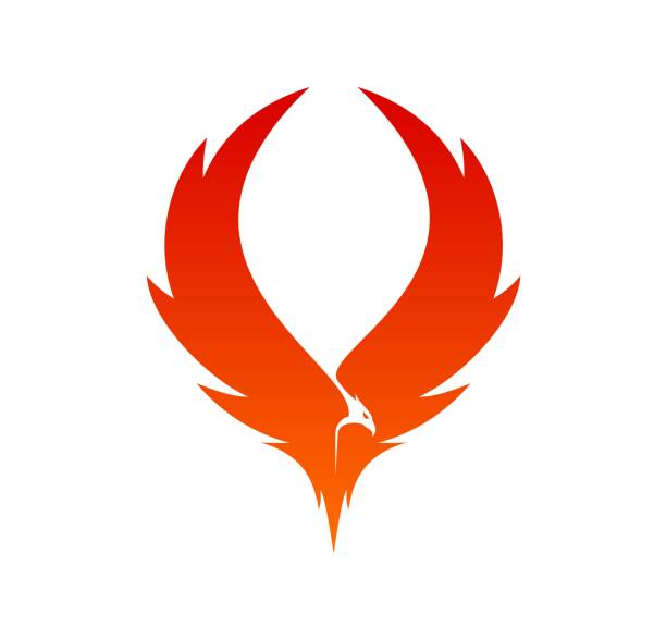 ilustrações de stock, clip art, desenhos animados e ícones de phoenix bird wings icon, firebird fire silhouette - phoenix fire tattoo bird