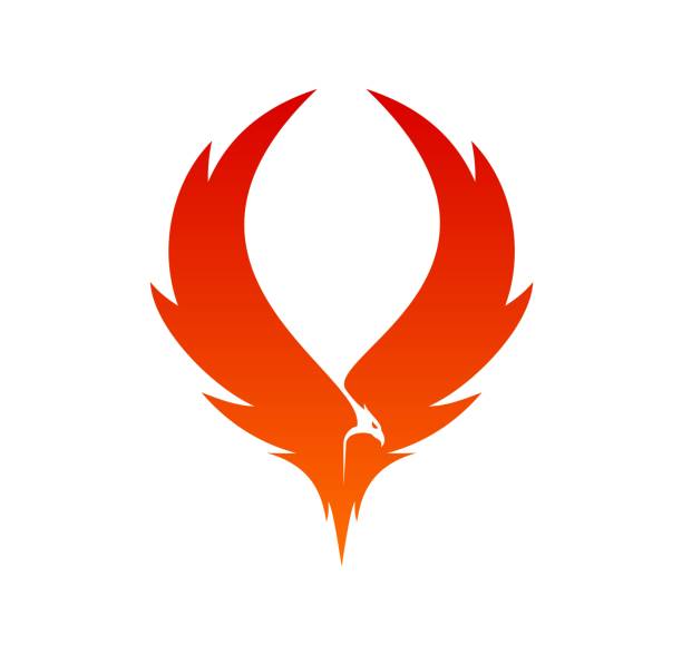 значок крыльев птицы феникс, силуэт огня жар-птицы - phoenix fire tattoo bird stock illustrations