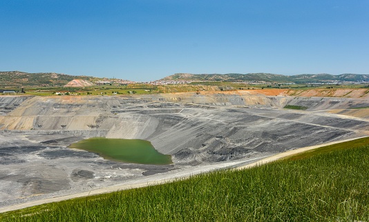 An aerial view of the open pit Emma mine in Puertollano, Ciudad Real, Spain