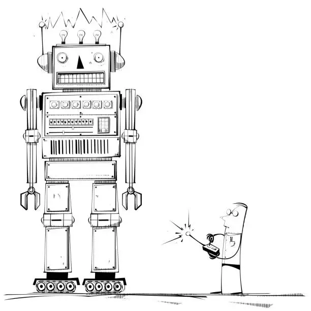 Vector illustration of Robot & Man
