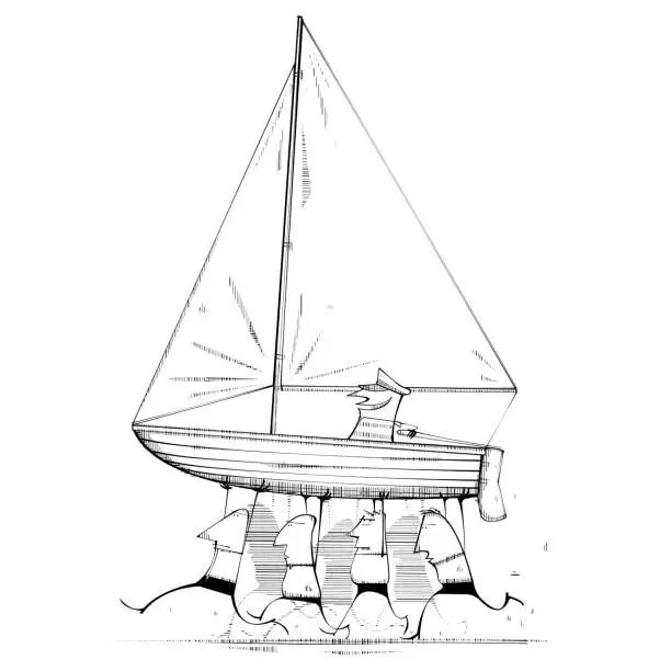 Vector illustration of Men Carrying Boat