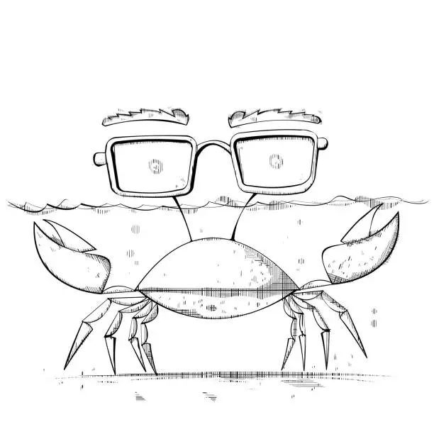 Vector illustration of Crab in water