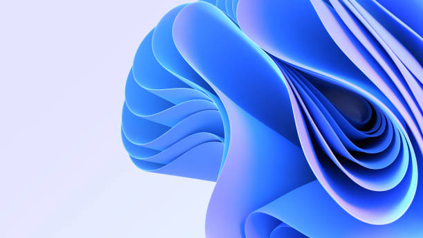 istock Abstract blue layered background with folded ribbons 3d render. Modern wallpaper with wavy cloth layers and lines, banner template with multi layer gradient texture and space, pattern 1498420183