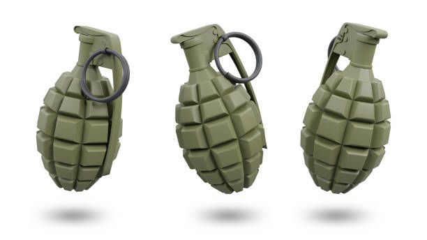 istock 3d rendering of hand grenades on white background 1498423188
