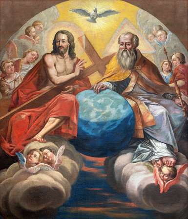 Annecy - The painting of Holy Trinity in the church Eglise Saint François De Sales by Bartholomeo Thene (1720).
