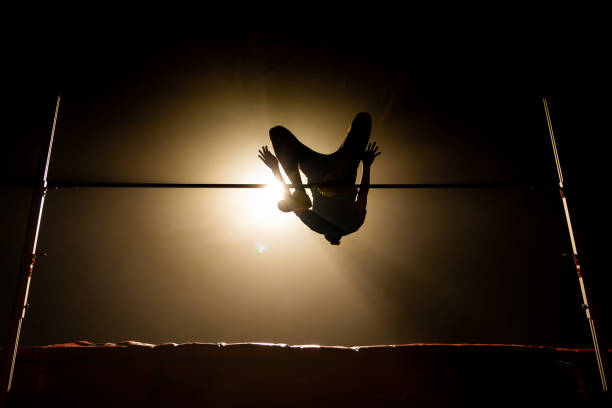 istock Sportsman silhouette training high jump 1498428833