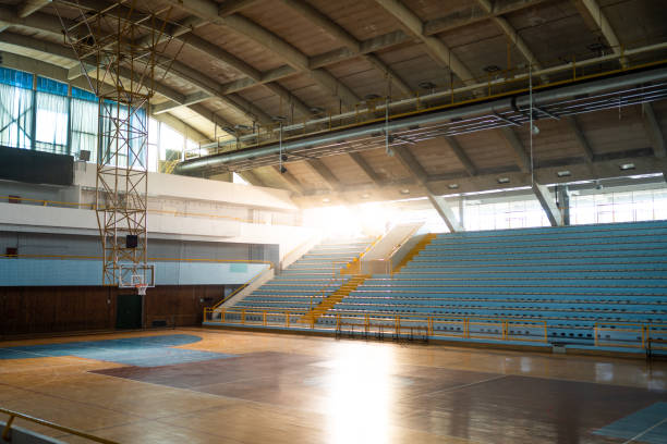 istock Empty indoors basketball court 1498429190