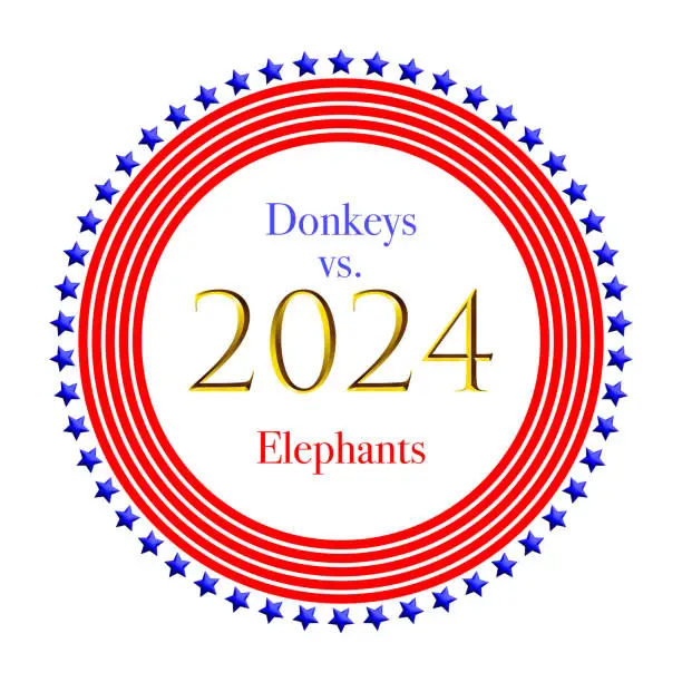Vector illustration of US Presidential Elections 2024 - Republicans vs. Democrats