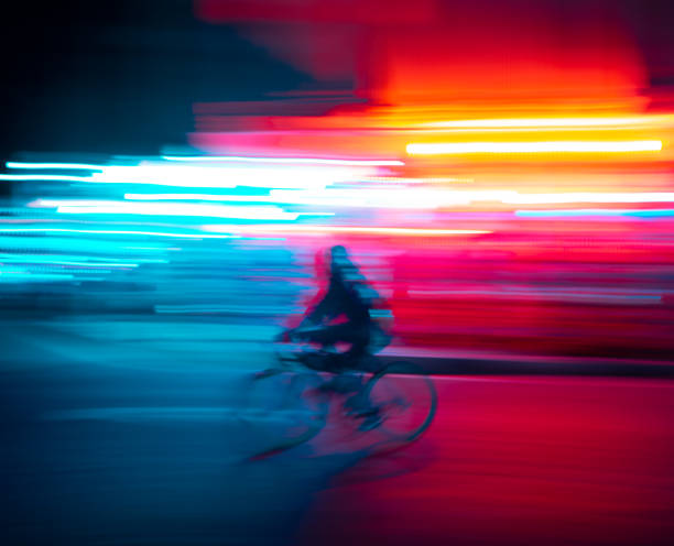 istock Abstract photo with a cyclist on a bike 1498432553