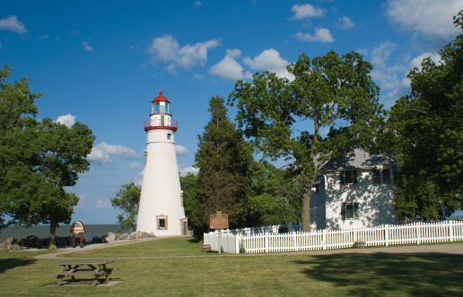 Senic Marblehead lighthouse on Lake Erie in Ohio built in 1821