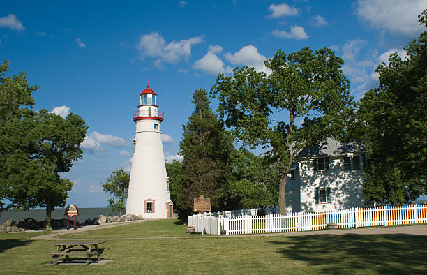 Lighthouse: Marblehread Lake Erie in Ohio stock photo