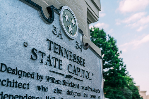 Informational Sign at the Tennessee State Capitol in Nashville, Tennessee, USA
