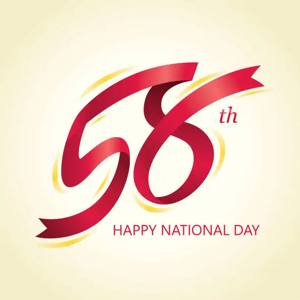 Vector illustration of Singapore Celebrate 58th National Day