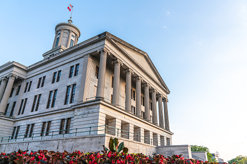 Low Wide Angle View of the Tennessee State Capitol in Nashville, Tennessee