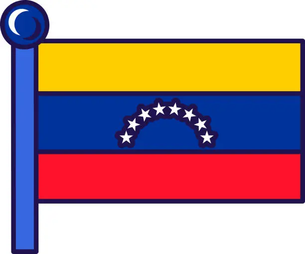 Vector illustration of Venezuela country nation flag on flagpole vector