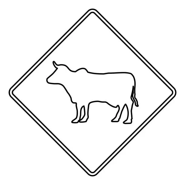 Vector illustration of Cattle road sign