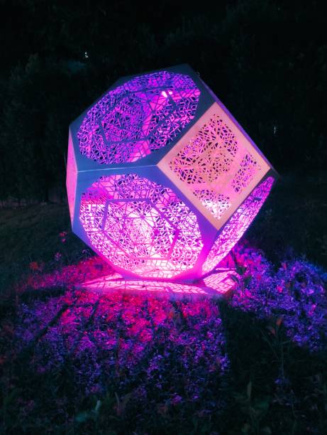 istock Beautiful purple garden lights in night 1498442501