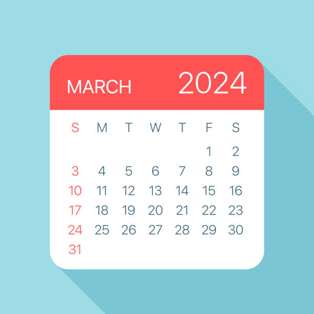 illustrazioni stock, clip art, cartoni animati e icone di tendenza di marzo 2024 calendar leaf - illustrazione vettoriale - calendar vector today time