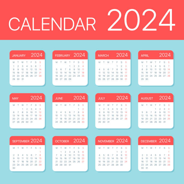 ilustrații de stoc cu calendar 2024 leaves flat set - ilustrație vectorială - octombrie