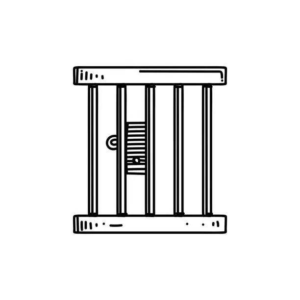 Vector illustration of Prison Line icon, Sketch Design, Pixel perfect, Editable stroke. Logo, Sign, Symbol. Convicted, Suspect, Law and Justice.
