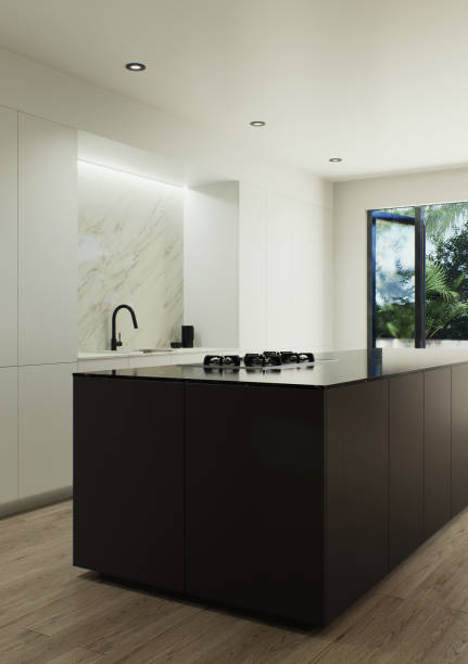 istock 3d visualization of the interior is made in a strict minimalist style. 1498445781