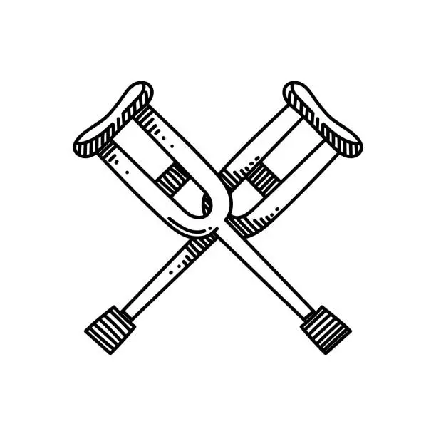 Vector illustration of Crutches Line icon, Sketch Design, Pixel perfect, Editable stroke. Logo, Sign, Symbol. Healthcare and Medicine, Patient.